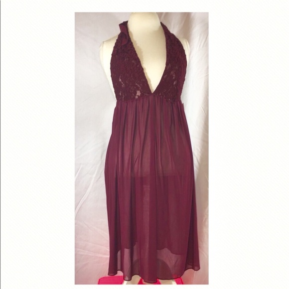 Other - Lace Maroon Halter Nighty